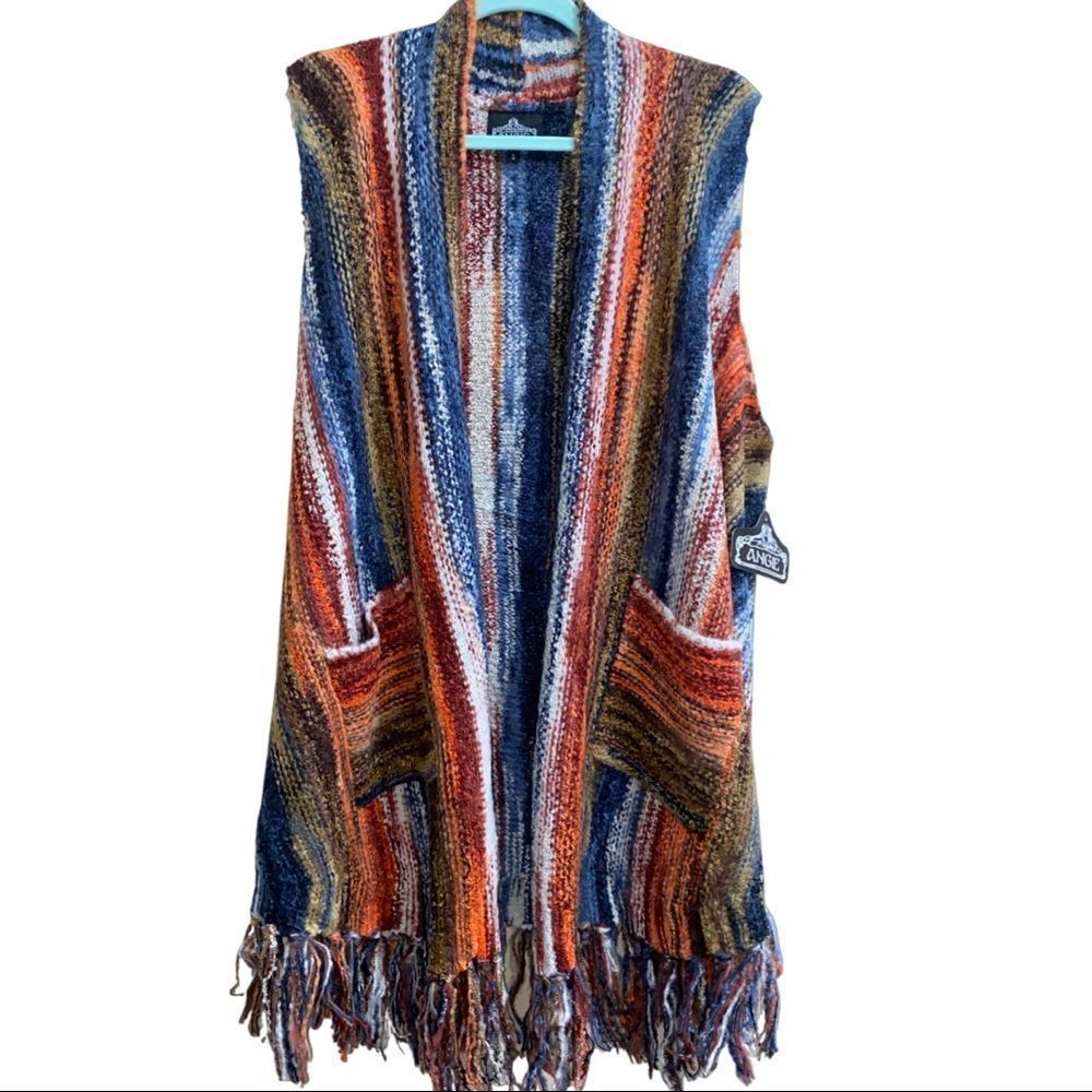 9️⃣3️⃣ Angie Womens Cardigan Knit Sweater Vest Striped Size Small - Picture 4 of 6